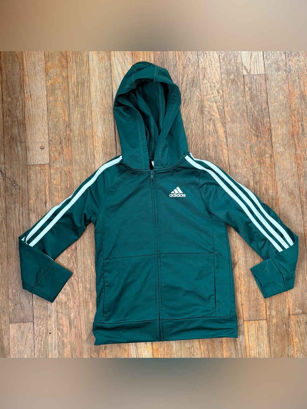 Adidas Kids Green Zip Up Lightweight Hoodie ~ sz 6 yr